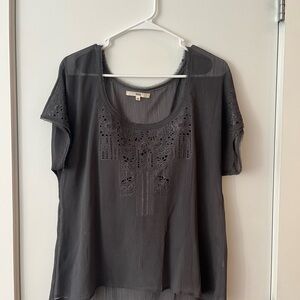 Ruehl Gray Embroidered Women's Top